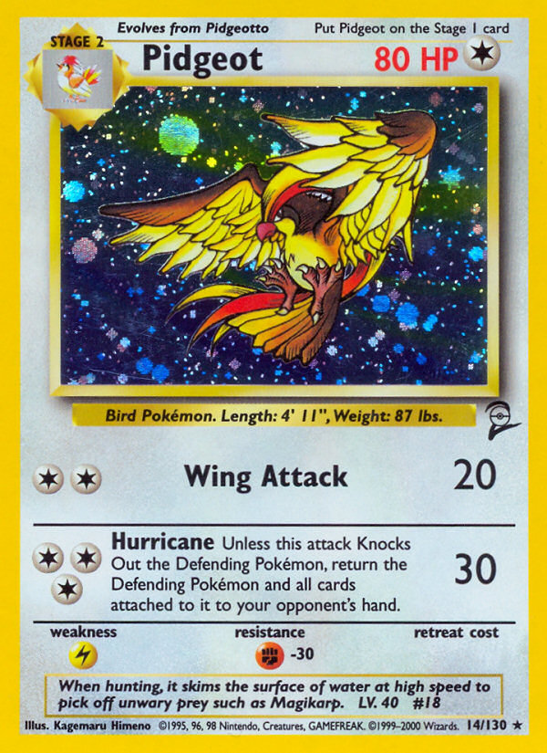 Pidgeot 14/130 Rare Holo | Base Set 2 | Pokemon Card