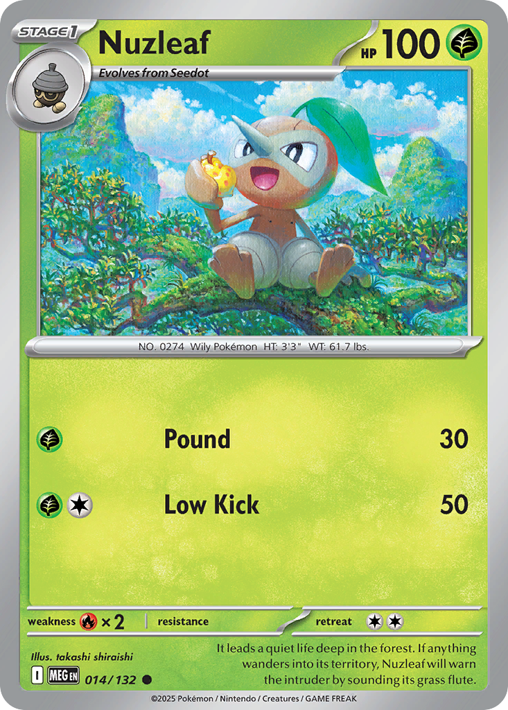 pokemon cards stage 3 Nuzleaf 14/132 Common | Mega Evolution