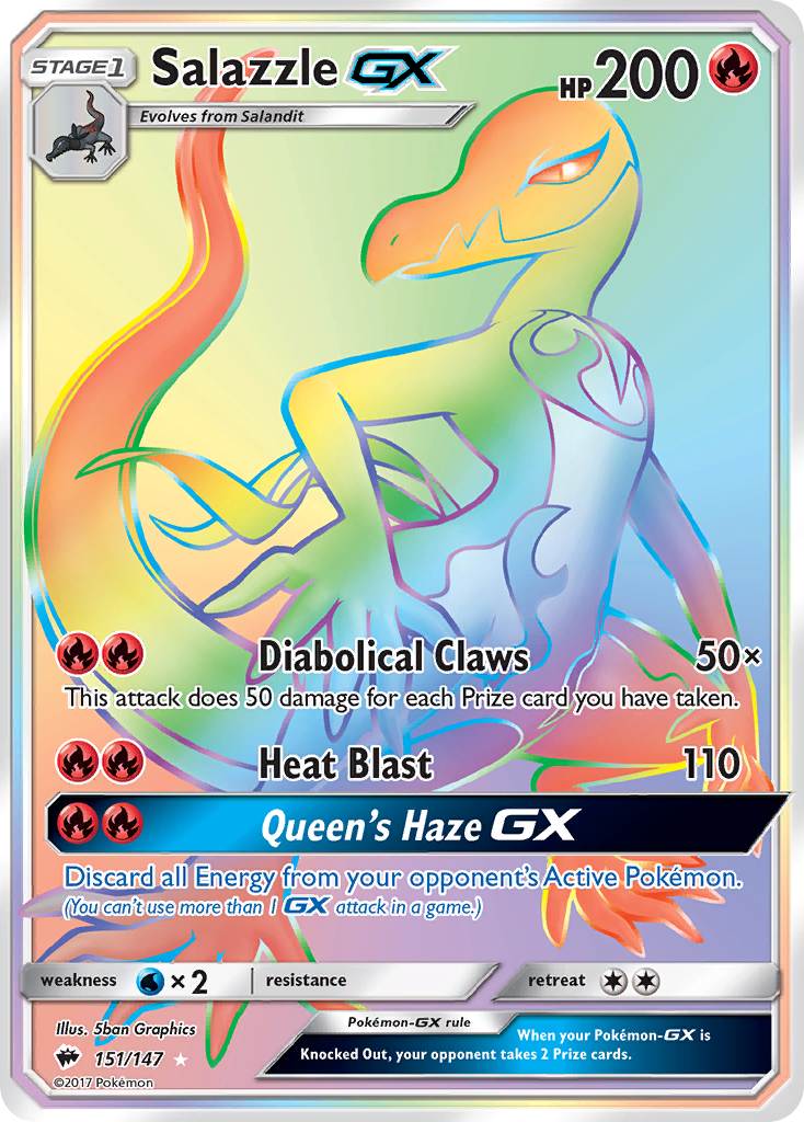 Salazzle-GX 151/147 Rare Rainbow | Burning Shadows | Pokemon Card