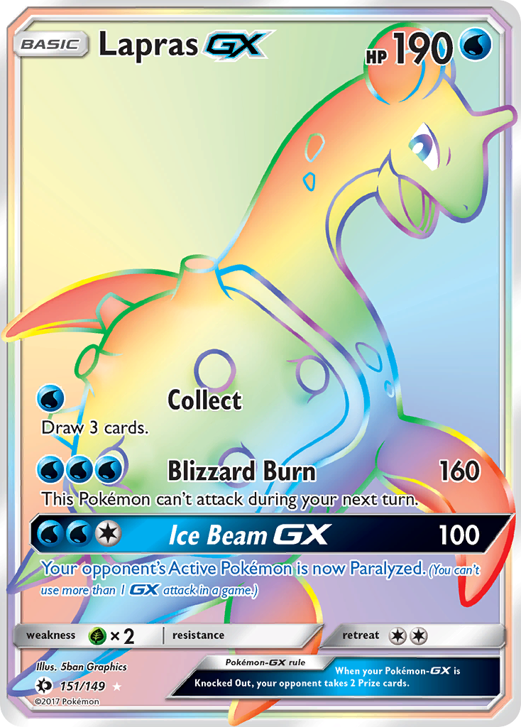 Lapras-GX 151/149 Rare Rainbow | Sun & Moon | Pokemon Card
