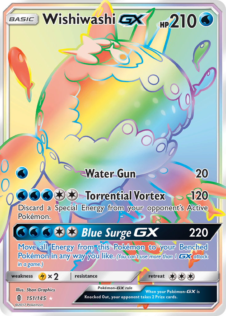 Wishiwashi-GX 151/145 Rare Rainbow | Guardians Rising | Pokemon Card