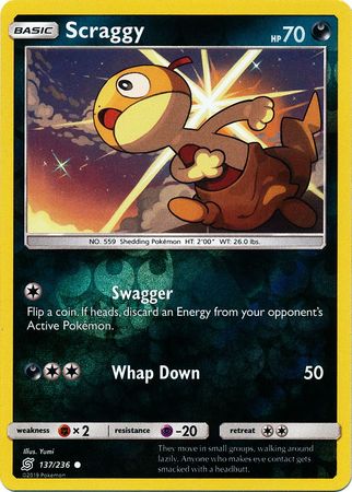 Scraggy 137/236 Reverse Holo | Unified Minds | Pokemon Card
