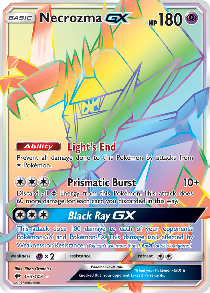 Necrozma-GX 153/147 Rare Rainbow | Burning Shadows | Pokemon Card