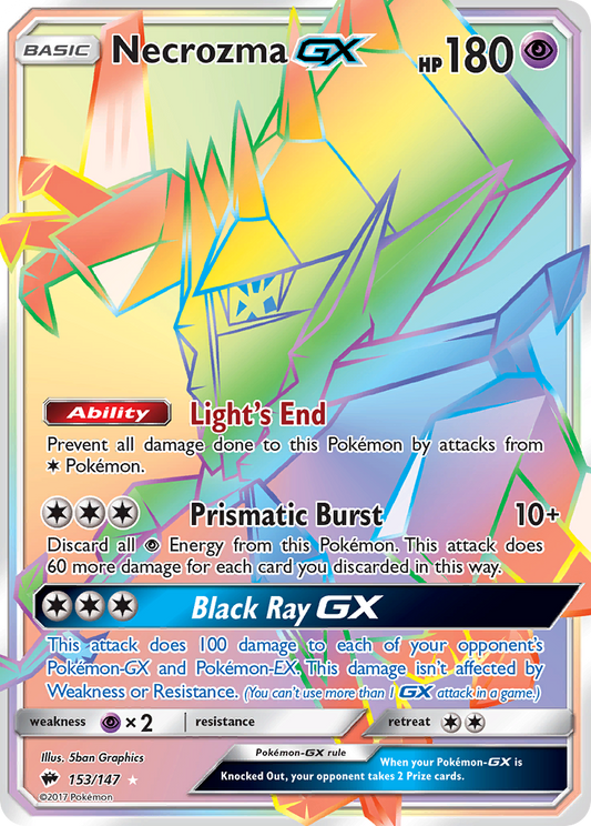 Necrozma-GX 153/147 Rare Rainbow | Burning Shadows | Pokemon Card