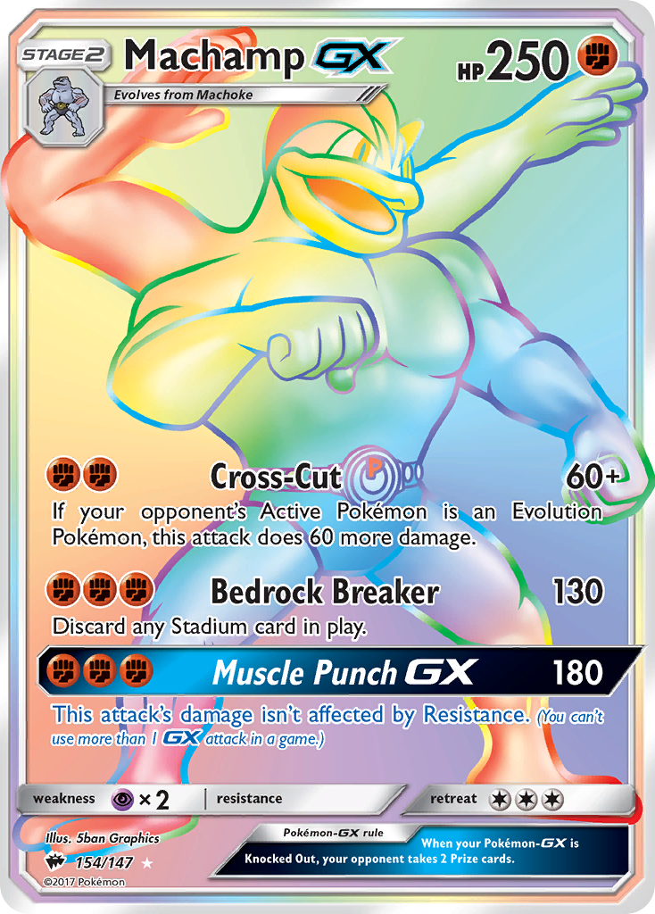 Machamp-GX 154/147 Rare Rainbow | Burning Shadows | Pokemon Card