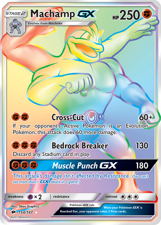 Machamp-GX 154/147 Rare Rainbow | Burning Shadows | Pokemon Card