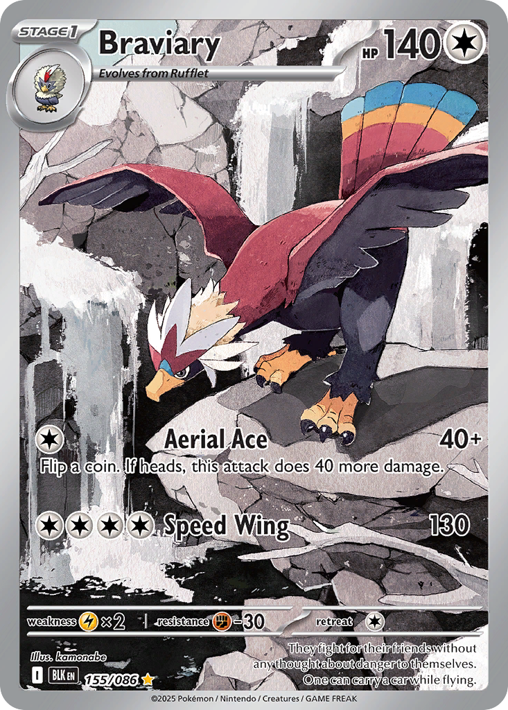 Braviary 155/86 Illustration Rare | Black Bolt | Pokemon Card