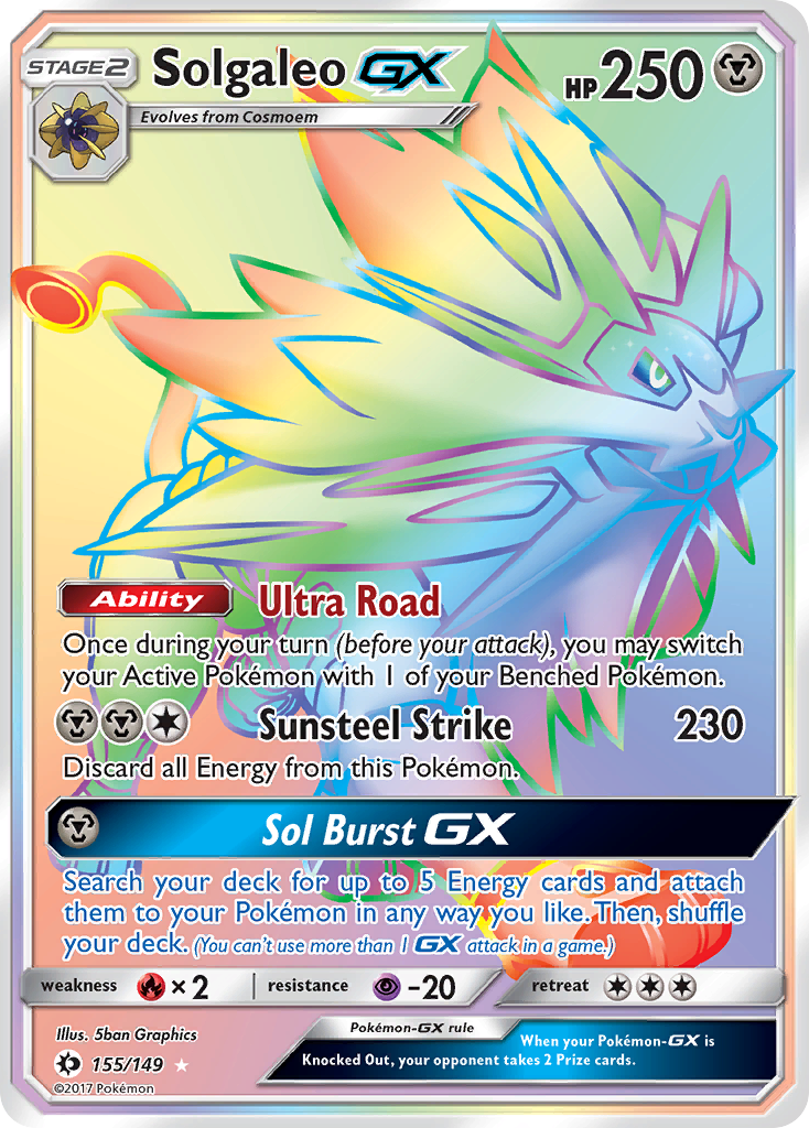 Solgaleo-GX 155/149 Rare Rainbow | Sun & Moon | Pokemon Card
