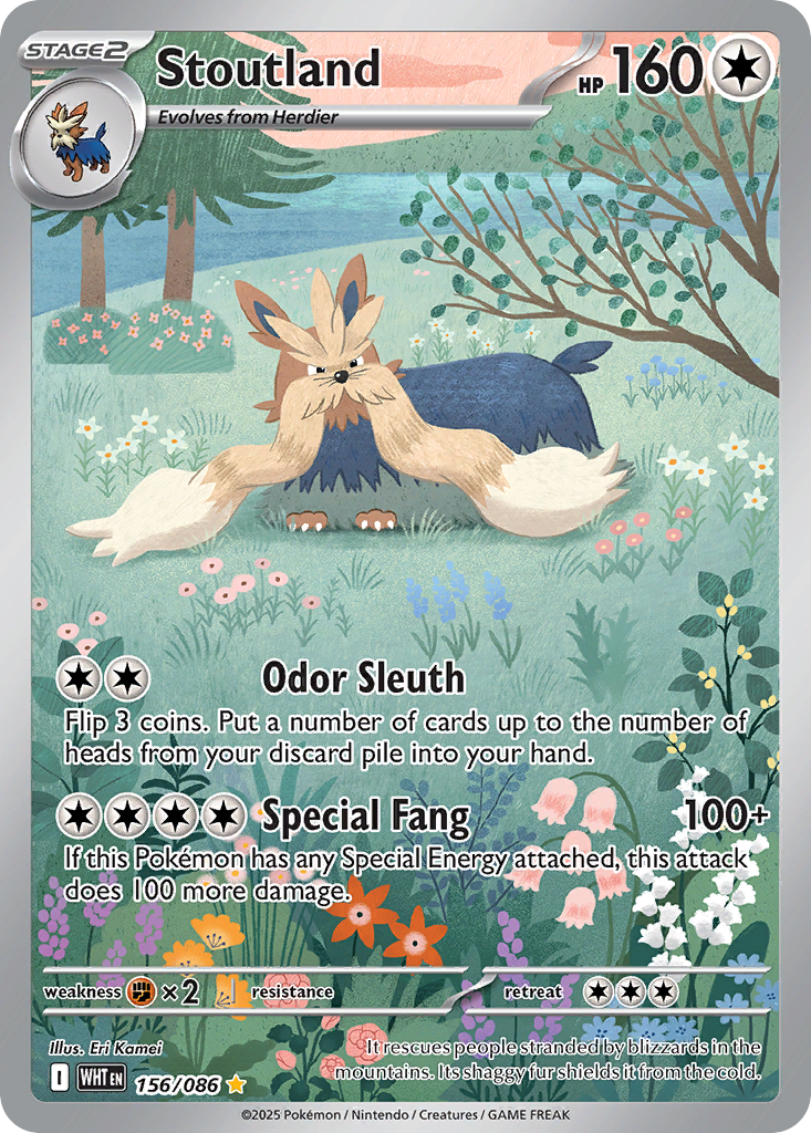 Stoutland 156/86 Illustration Rare | White Flare | Pokemon Card
