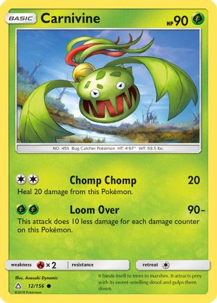 Carnivine 12/156 Reverse Holo | Ultra Prism | Pokemon Card