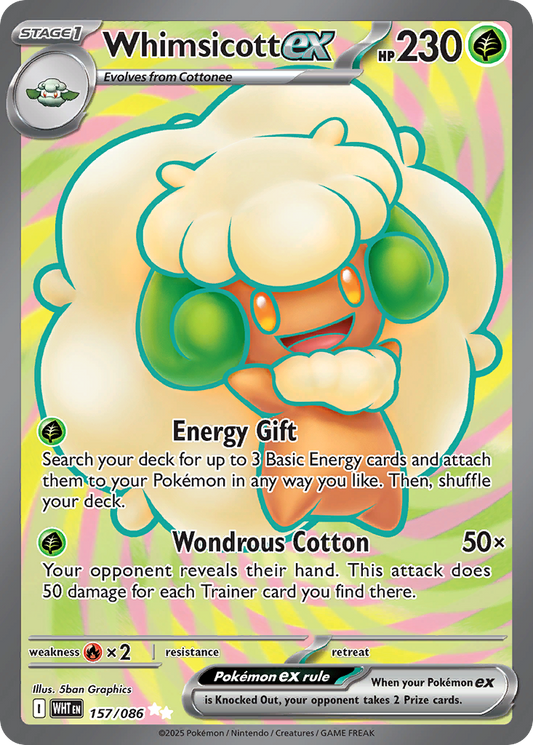 Whimsicott ex 157/86 Ultra Rare | White Flare | Pokemon Card