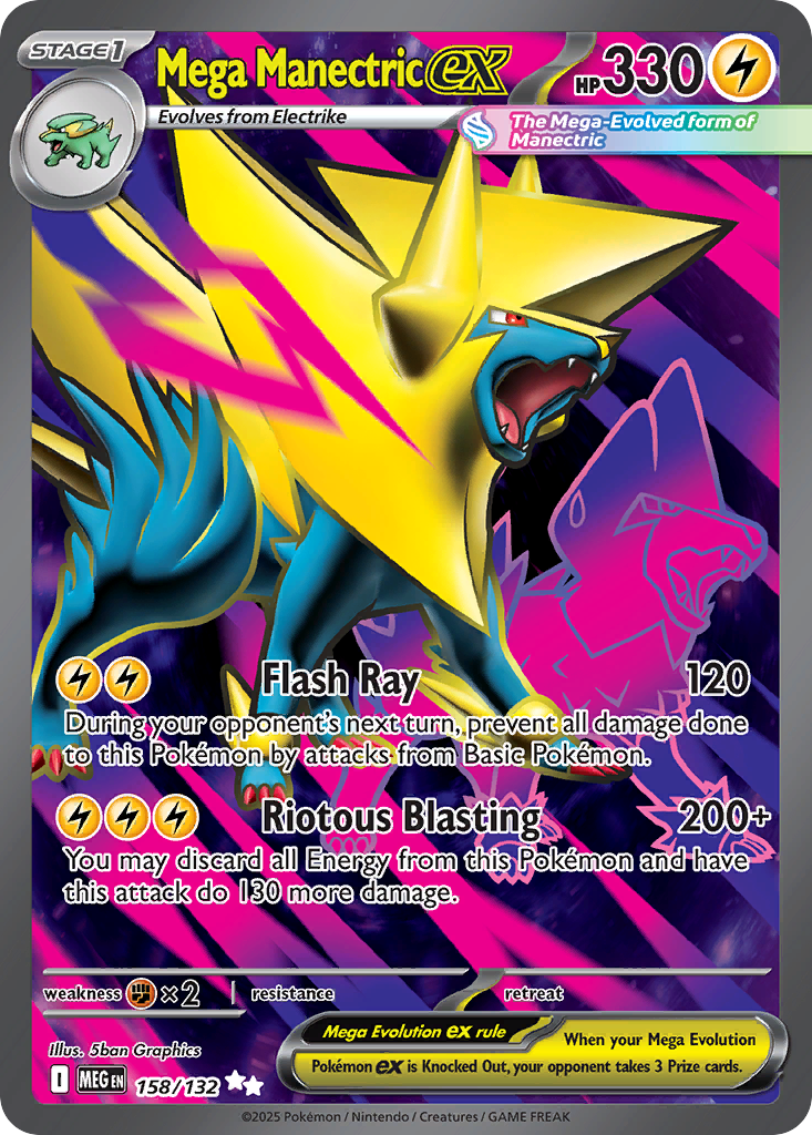 Mega Manectric ex 158/132 Ultra Rare | Mega Evolution | Pokemon Card   Brickheads Collectables