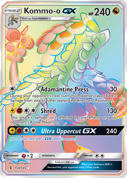 Kommo-o-GX 159/145 Rare Rainbow | Guardians Rising | Pokemon Card