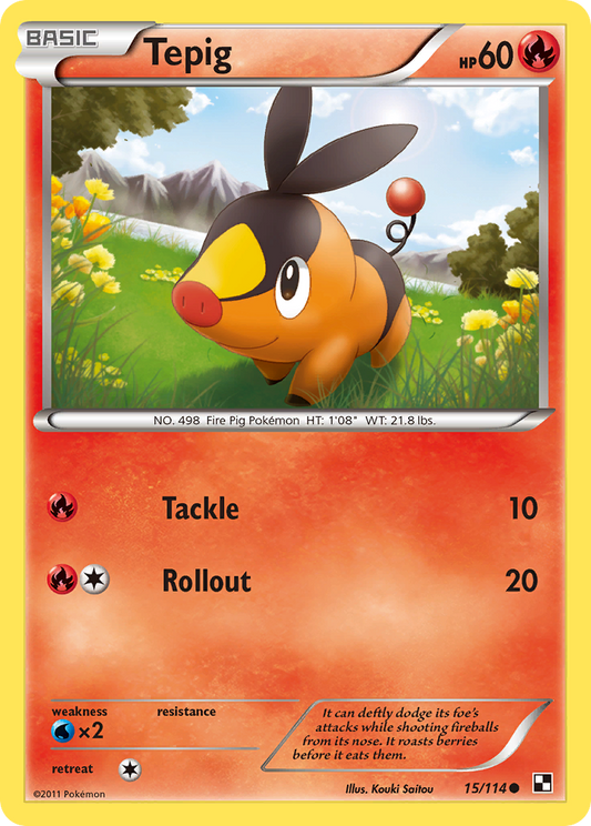 Tepig 15/114 Common | Black & White | Pokemon Card
