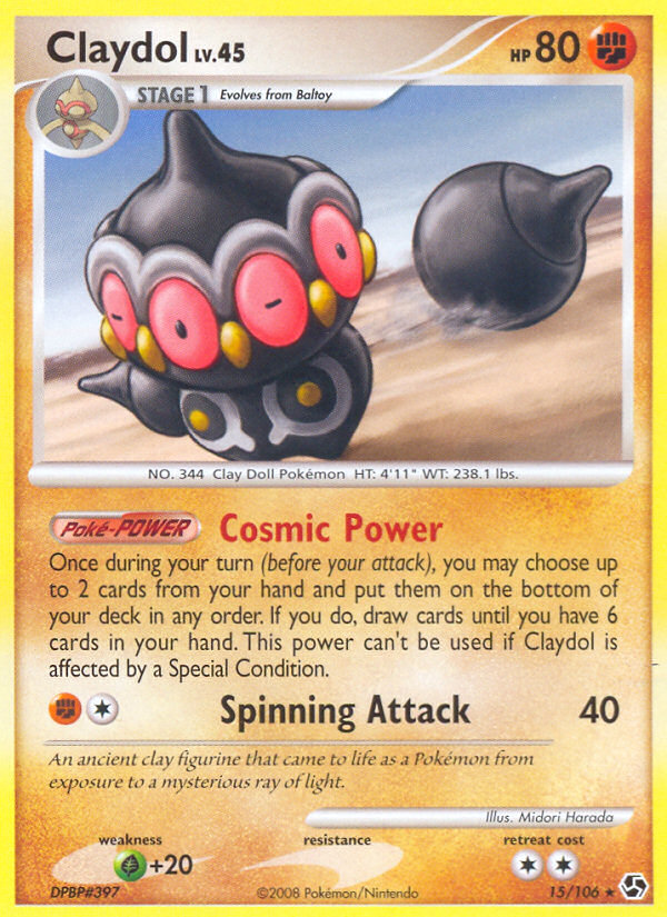 Claydol 15/106 Rare | Great Encounters | Pokemon Card