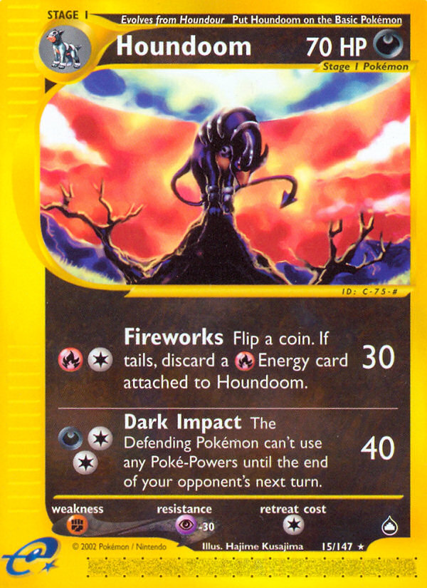 Houndoom 15/147 Rare | Aquapolis | Pokemon Card