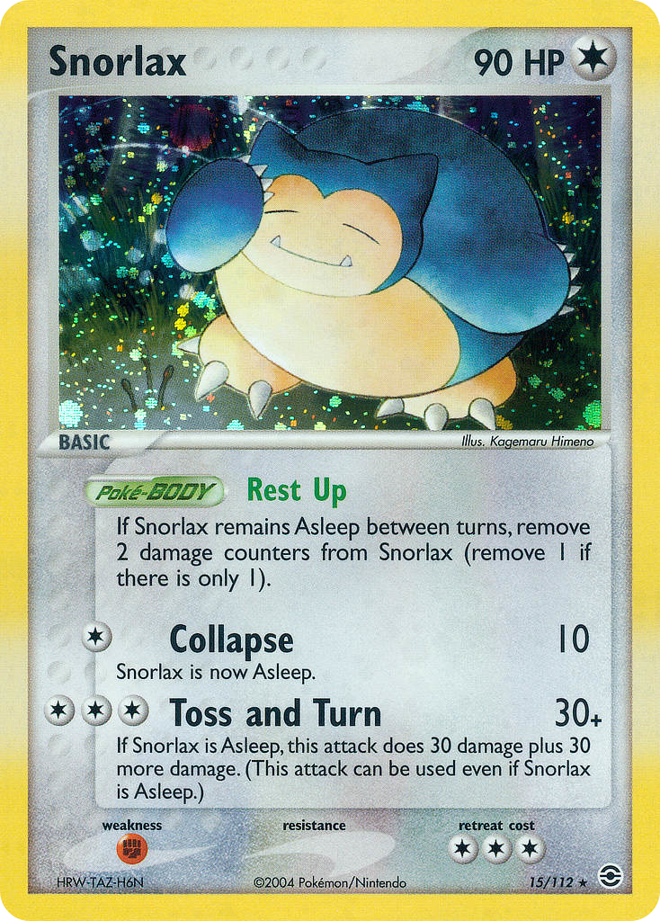 Snorlax 15/112 Rare Holo | FireRed & LeafGreen | Pokemon Card