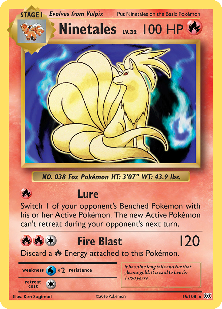 Ninetales 15/108 Rare Holo | Evolutions | Pokemon Card