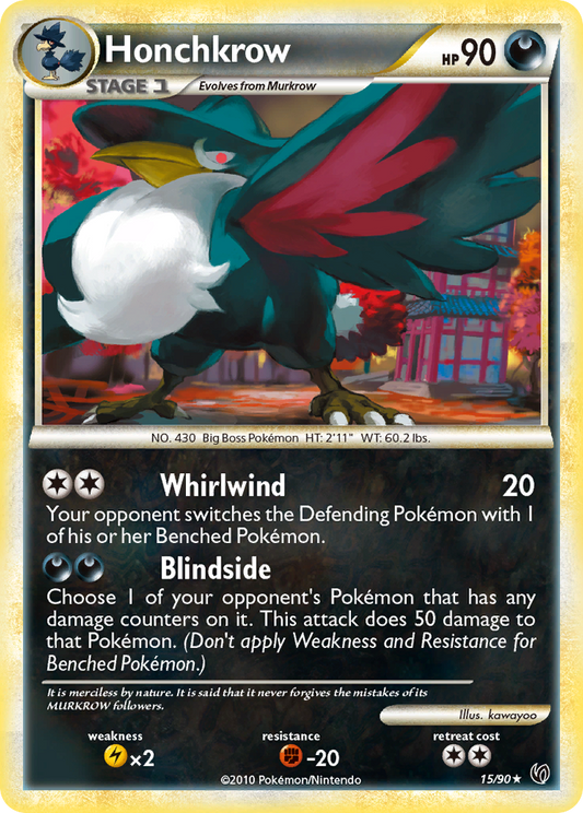 Honchkrow 15/90 Rare | HS—Undaunted | Pokemon Card