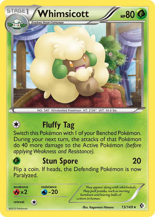 Whimsicott 15/149 Rare | Boundaries Crossed | Pokemon Card