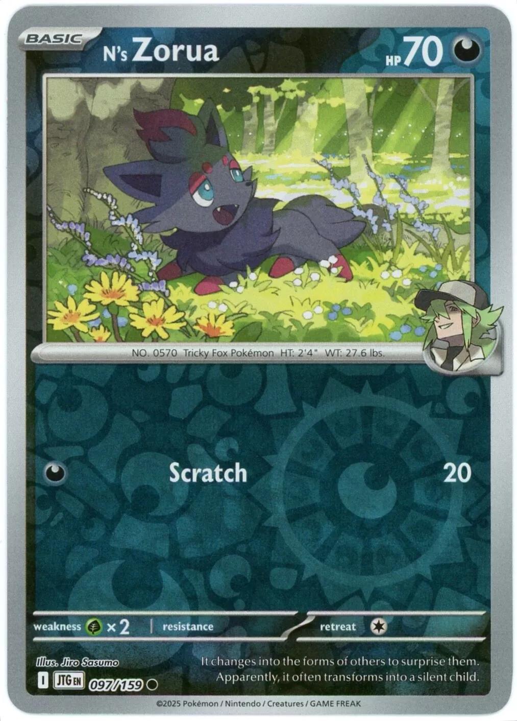 N's Zorua 97/159 Reverse Holo | Journey Together | Pokemon Card