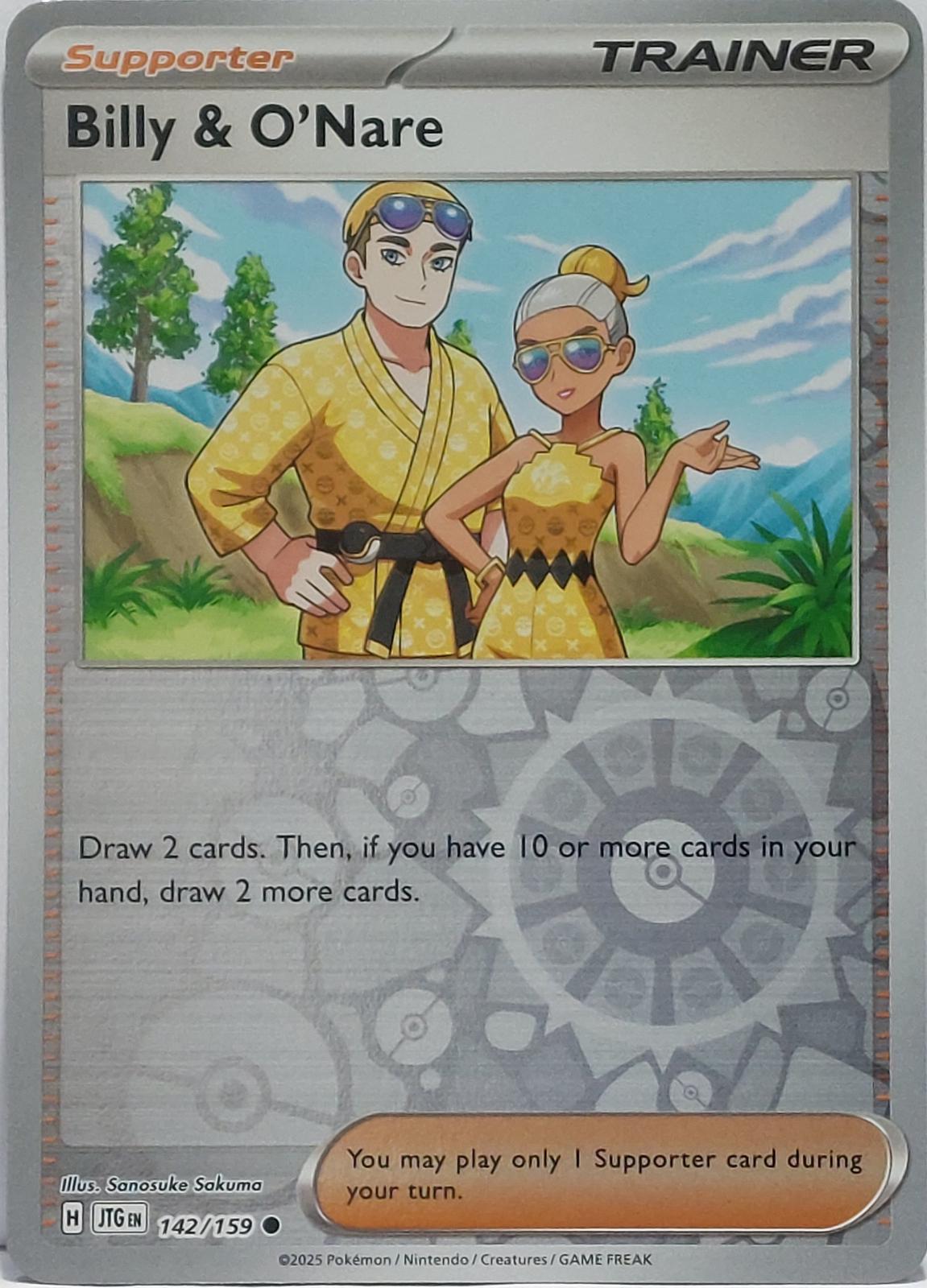 Billy & O'Nare 142/159 Reverse Holo | Journey Together | Pokemon Card