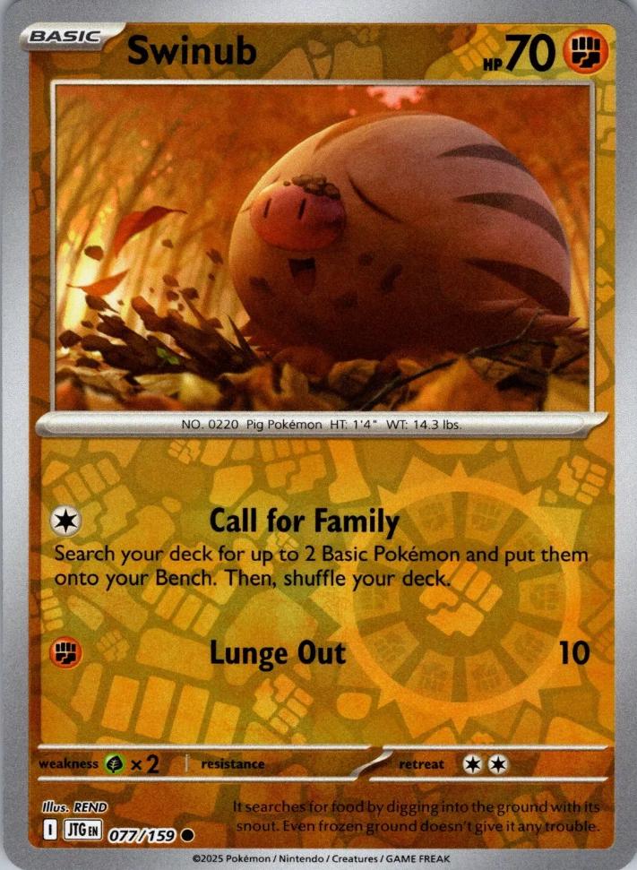 Swinub 77/159 Reverse Holo | Journey Together | Pokemon Card