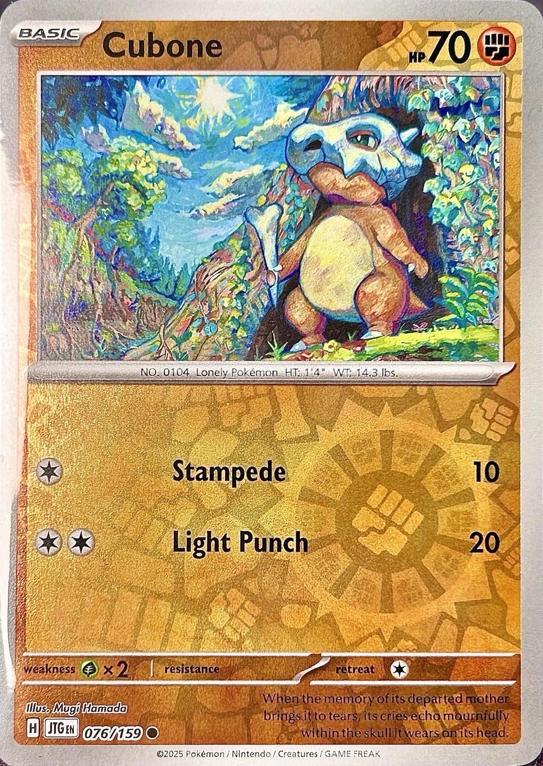 Cubone 76/159 Reverse Holo | Journey Together | Pokemon Card