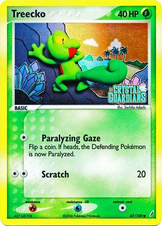 Treecko 67/100 Stamped Holo POOR | Crystal Guardians | Pokemon Card