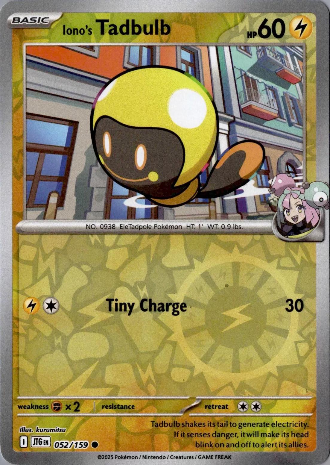 Iono's Tadbulb 52/159 Reverse Holo | Journey Together | Pokemon Card