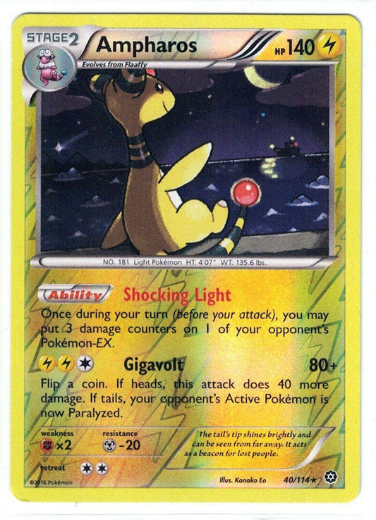 Ampharos 40/114 Reverse Holo | Steam Siege | Pokemon Card