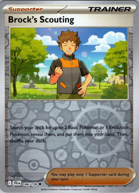 Brock's Scouting 146/159 Reverse Holo | Journey Together | Pokemon Card