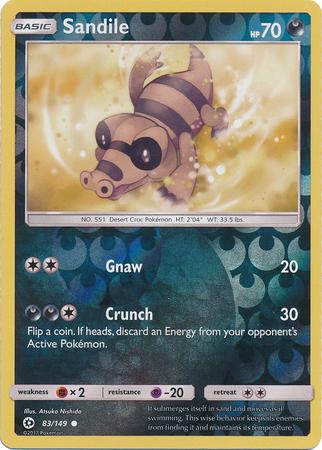Sandile 83/149 Reverse Holo | Sun & Moon | Pokemon Card