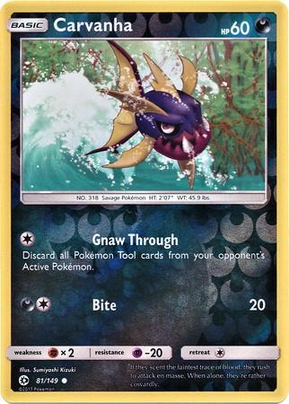 Carvanha 81/149 Reverse Holo | Sun & Moon | Pokemon Card