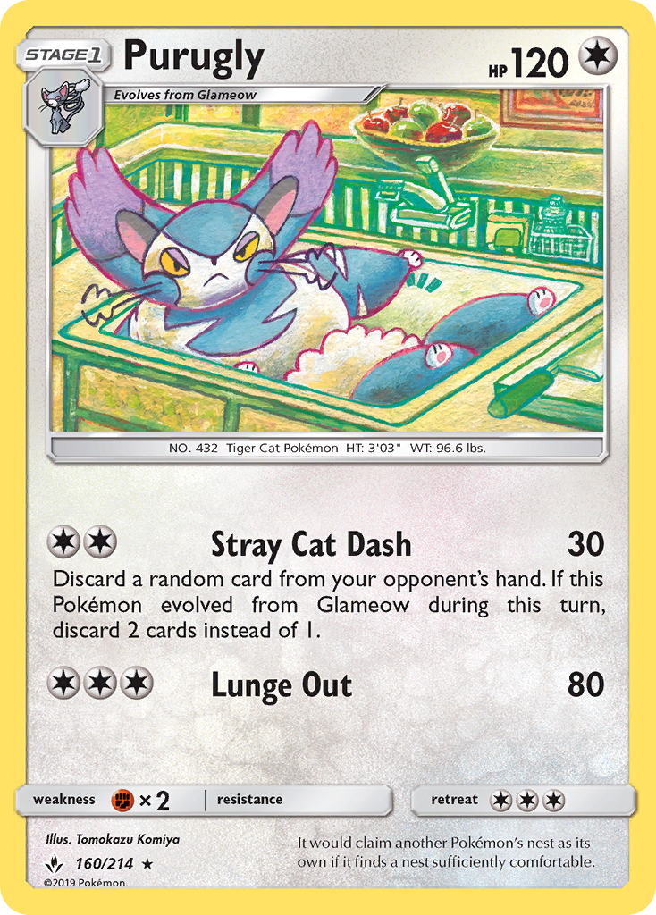Purugly 160/214 Rare | Unbroken Bonds | Pokemon Card