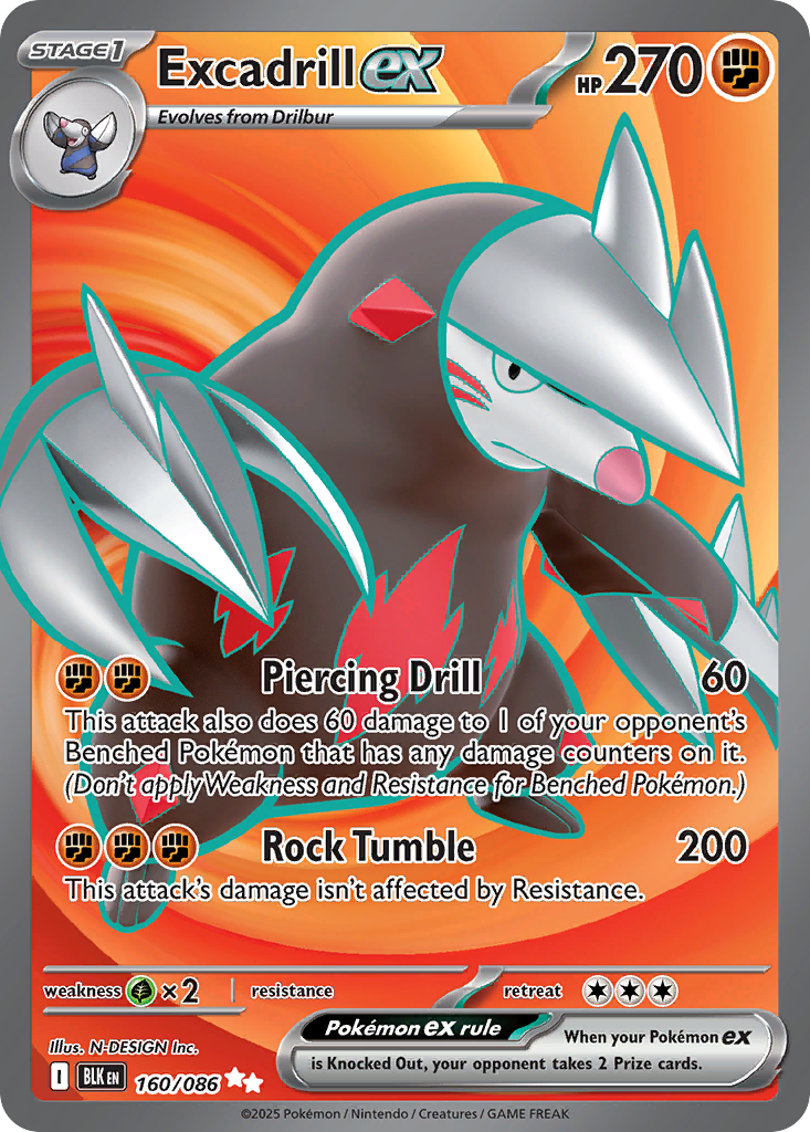 Excadrill ex 160/86 Ultra Rare | Black Bolt | Pokemon Card