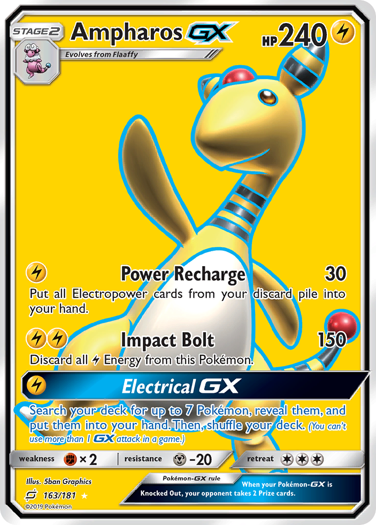 Ampharos-GX 163/181 Rare Ultra | Team Up | Pokemon Card