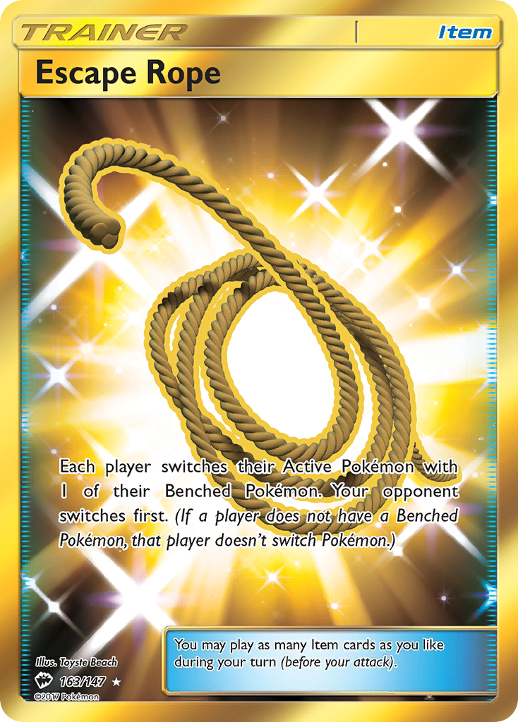 Escape Rope 163/147 Rare Secret | Burning Shadows | Pokemon Card