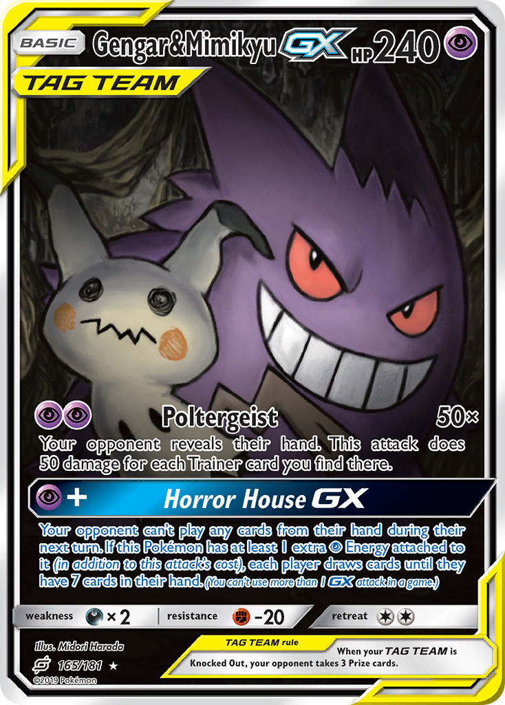 Gengar & Mimikyu-GX 165/181 Rare Ultra | Team Up | Pokemon Card