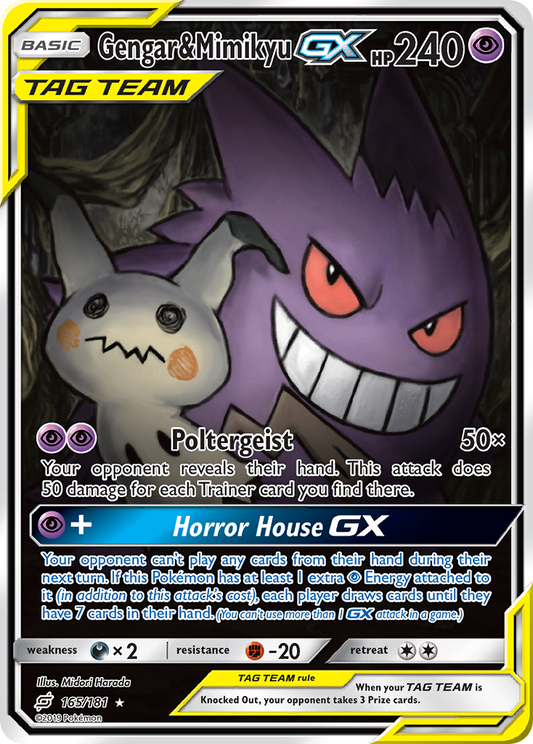 Gengar & Mimikyu-GX 165/181 Rare Ultra | Team Up | Pokemon Card