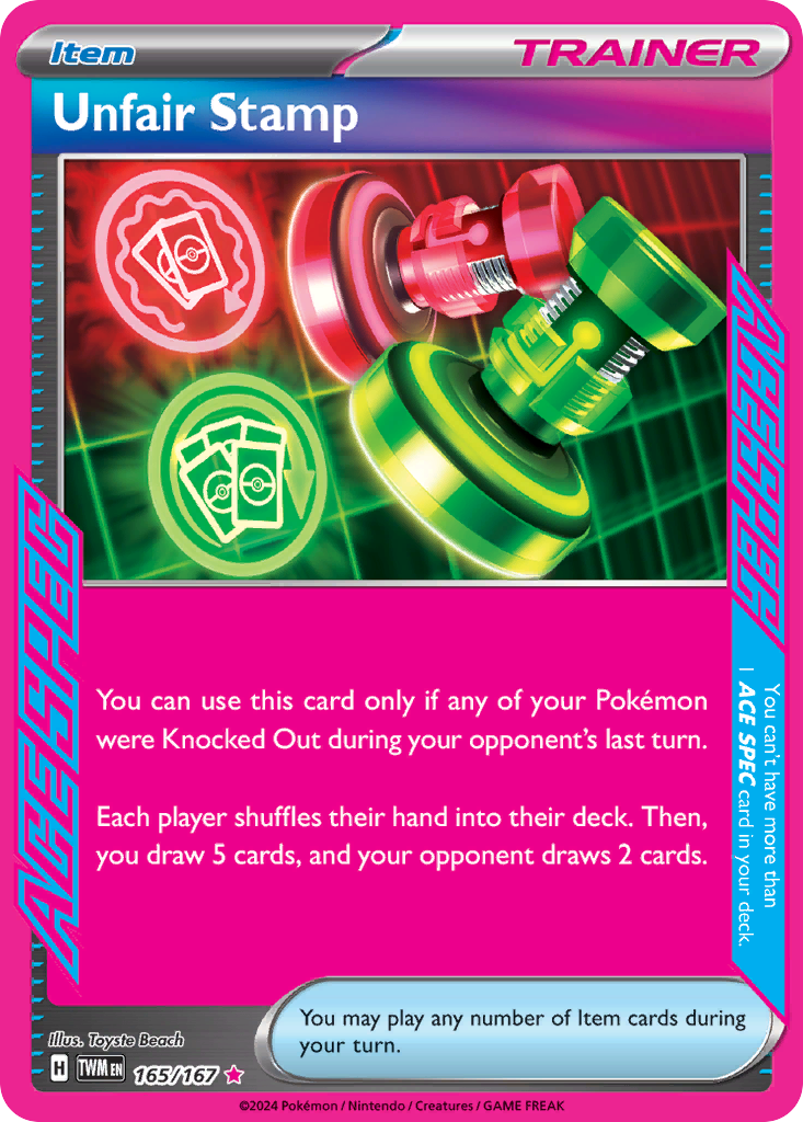 Unfair Stamp 165/167 ACE SPEC Rare | Twilight Masquerade | Pokemon Card