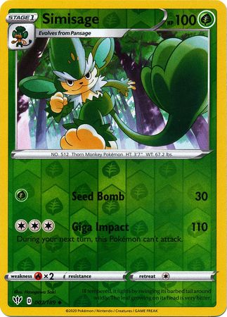 Buy Simisage | Darkness Ablaze | Pokemon Card Australia  Brickheads  Collectables
