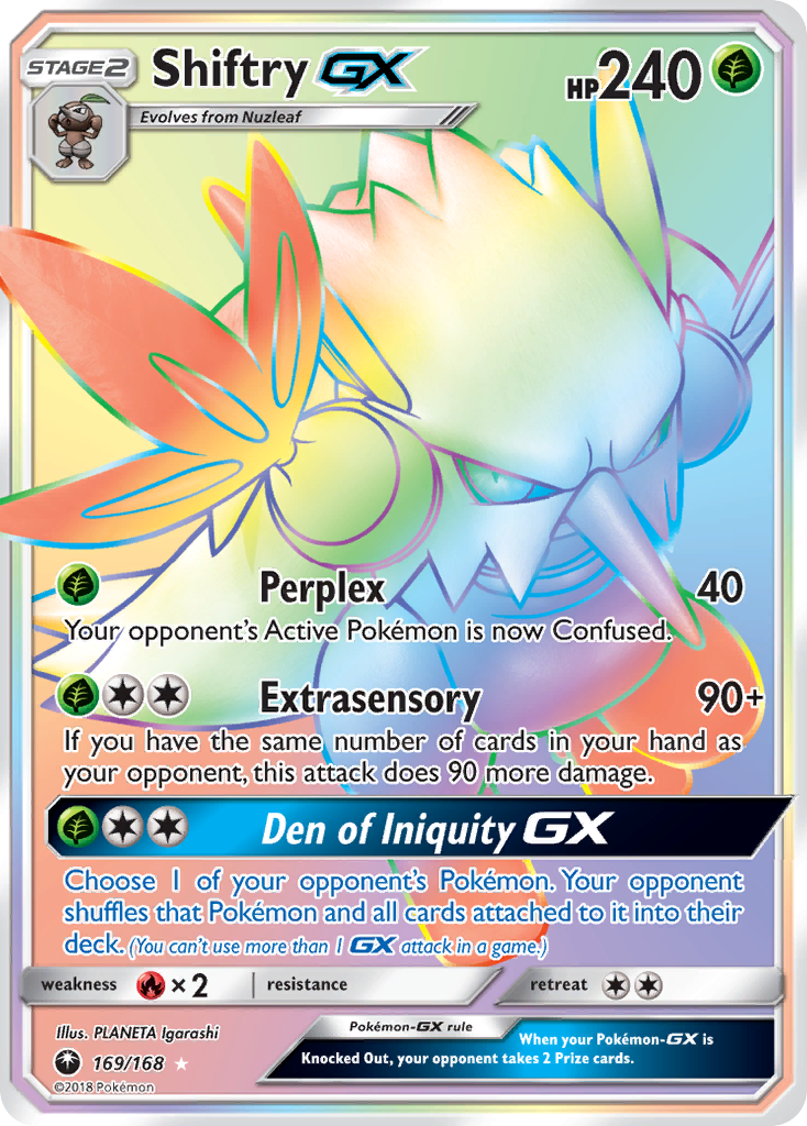 Shiftry-GX 169/168 Rare Rainbow | Celestial Storm | Pokemon Card