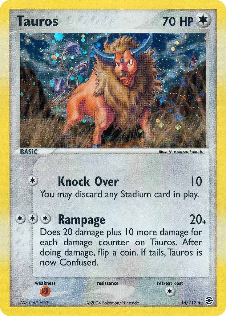 Tauros 16/112 Rare Holo | FireRed & LeafGreen | Pokemon Card