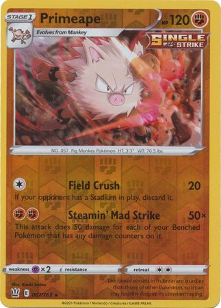 Primeape 67/163 Reverse Holo | Battle Styles | Pokemon Card