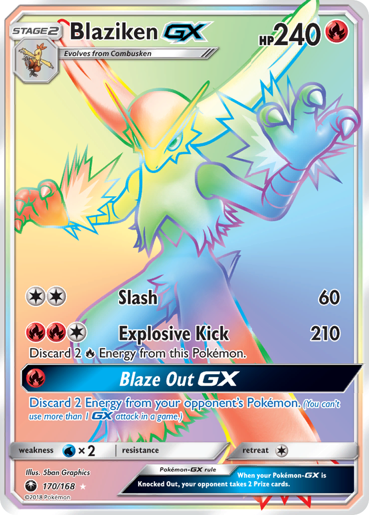 Blaziken-GX 170/168 Rare Rainbow | Celestial Storm | Pokemon Card