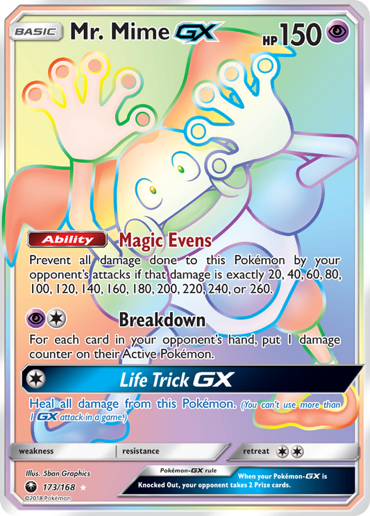 Mr. Mime-GX 173/168 Rare Rainbow | Celestial Storm | Pokemon Card