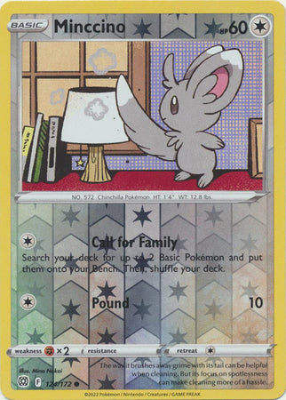 Minccino 124/172 Reverse Holo | Brilliant Stars | Pokemon Card