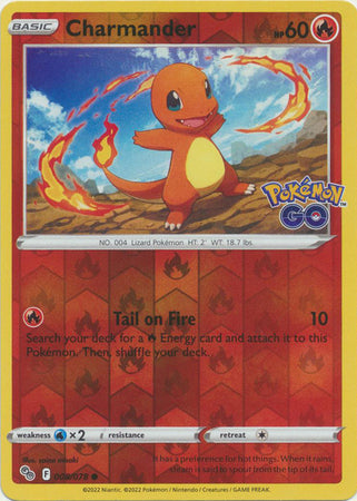 Charmander 8/78 Reverse Holo | Pokémon GO | Pokemon Card