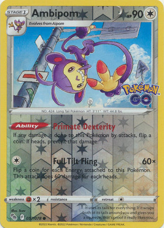Ambipom 57/78 Reverse Holo | Pokémon GO | Pokemon Card